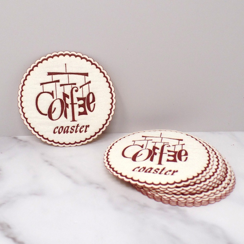 Vintage Woolworth Happy Home Disposable Paper Coasters - Coffee Text, set of 11
